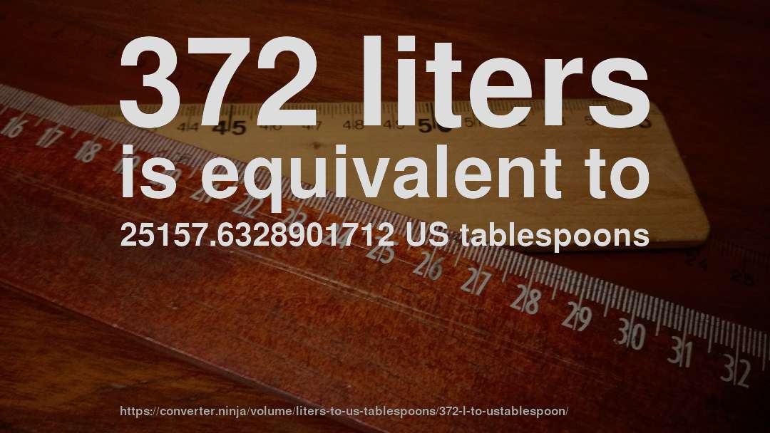372 liters is equivalent to 25157.6328901712 US tablespoons
