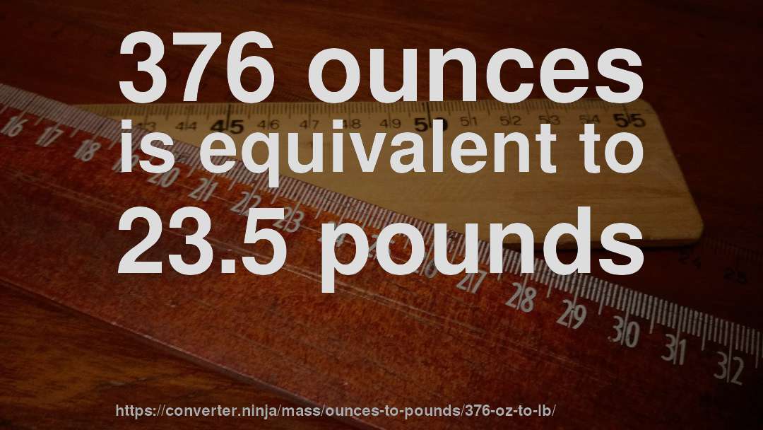 376 ounces is equivalent to 23.5 pounds