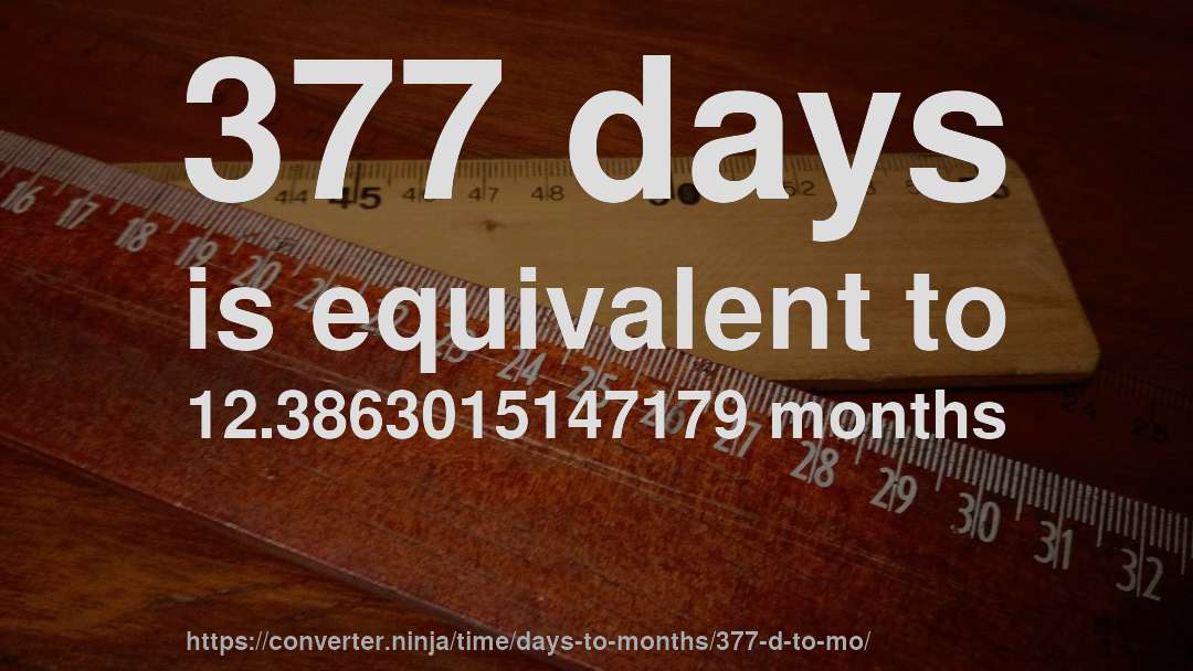 377 days is equivalent to 12.3863015147179 months