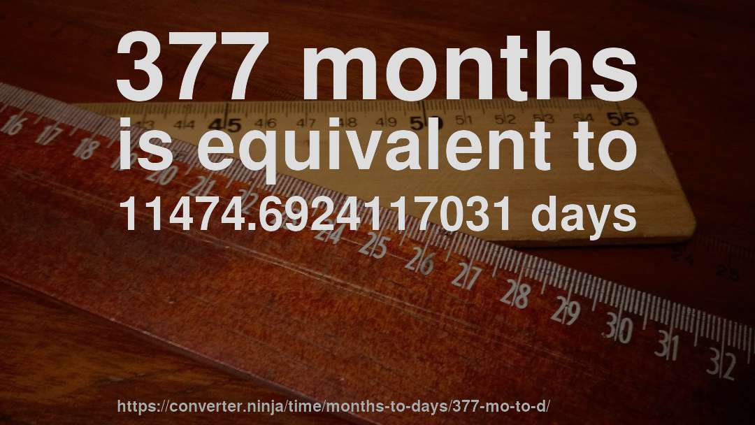 377 months is equivalent to 11474.6924117031 days
