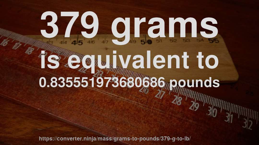 379 grams is equivalent to 0.835551973680686 pounds