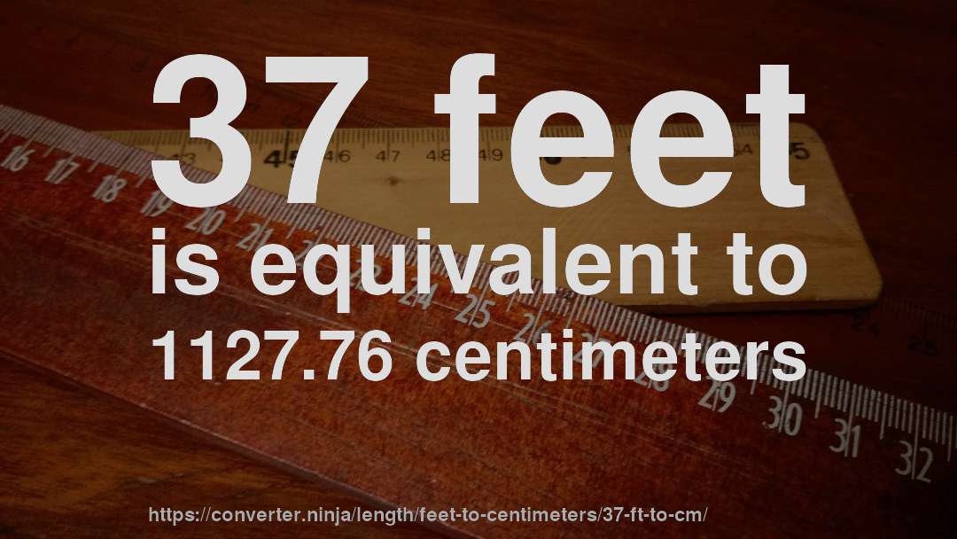 37 feet is equivalent to 1127.76 centimeters