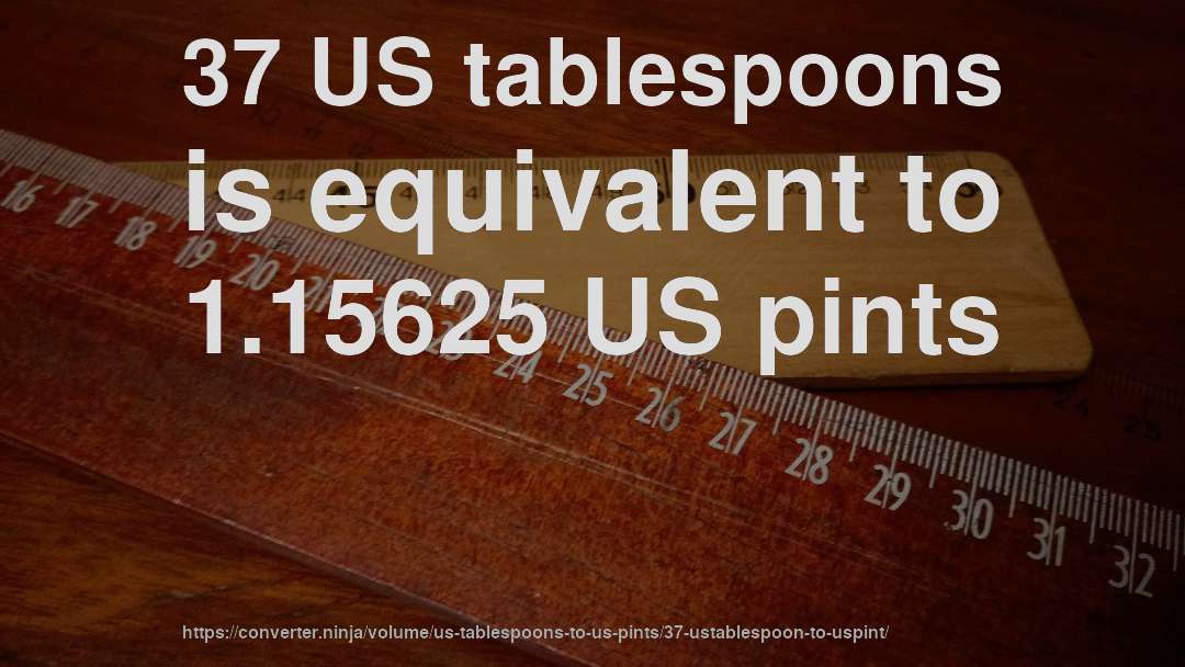 37 US tablespoons is equivalent to 1.15625 US pints