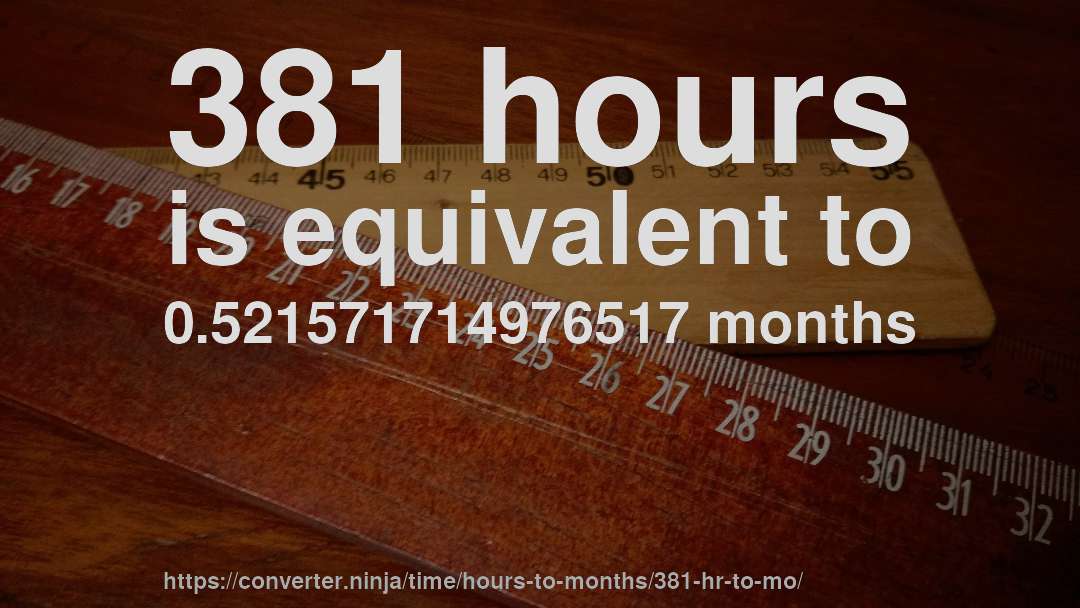 381 hours is equivalent to 0.521571714976517 months