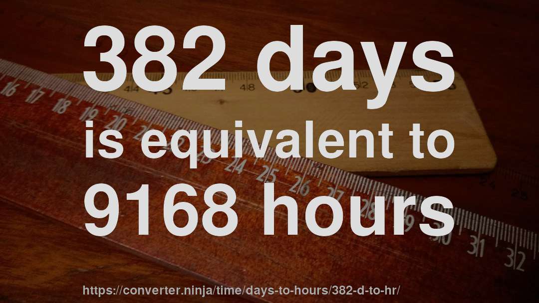 382 days is equivalent to 9168 hours