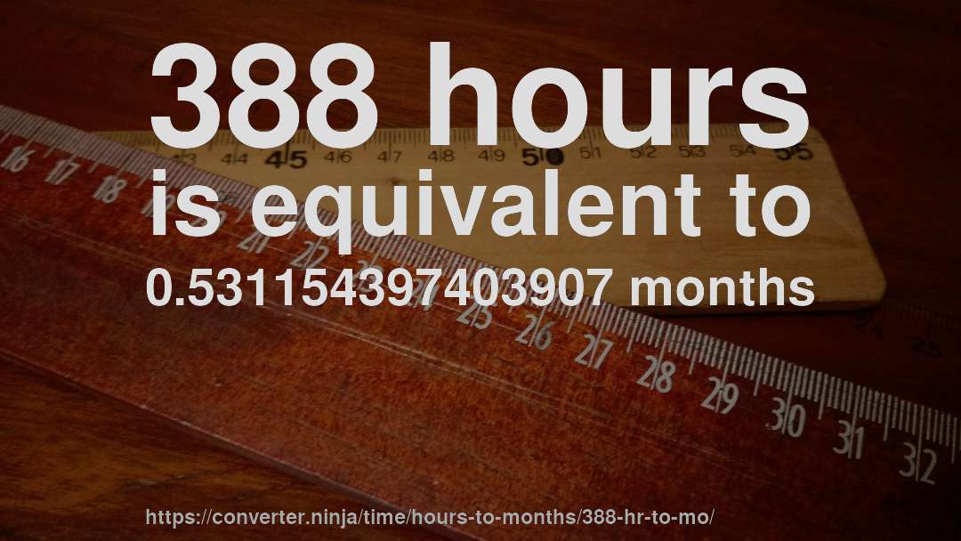 388 hours is equivalent to 0.531154397403907 months