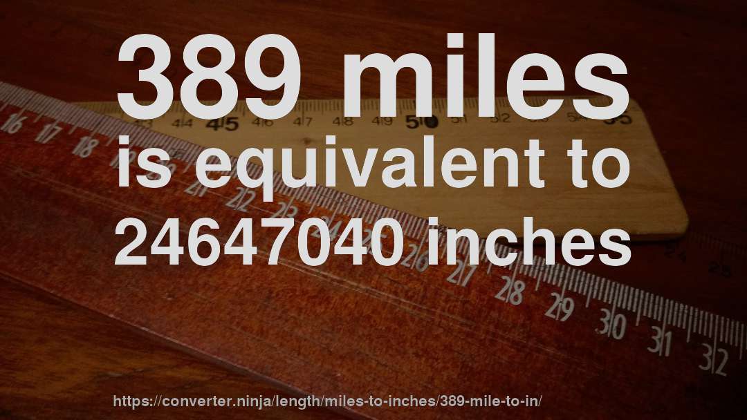 389 miles is equivalent to 24647040 inches