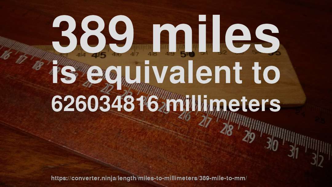 389 miles is equivalent to 626034816 millimeters