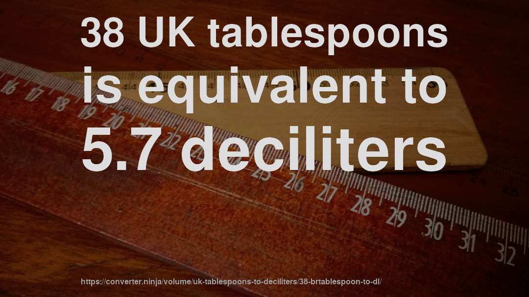38 UK tablespoons is equivalent to 5.7 deciliters