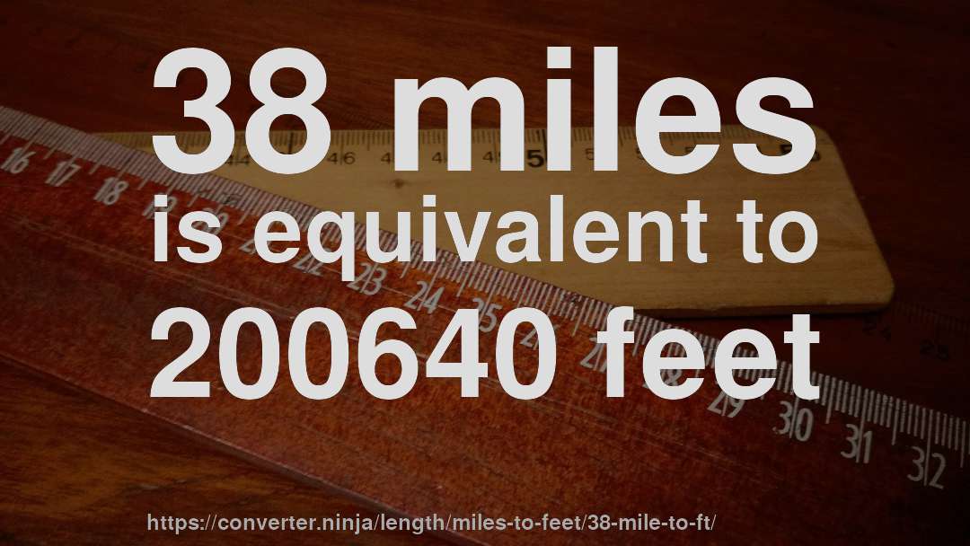 38 miles is equivalent to 200640 feet