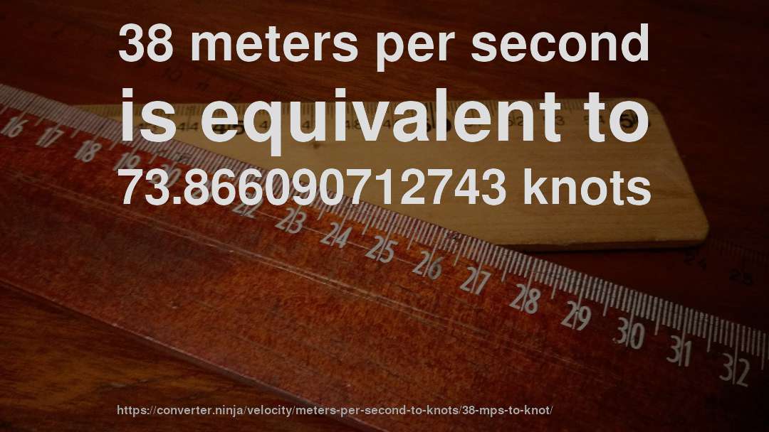 38 meters per second is equivalent to 73.866090712743 knots