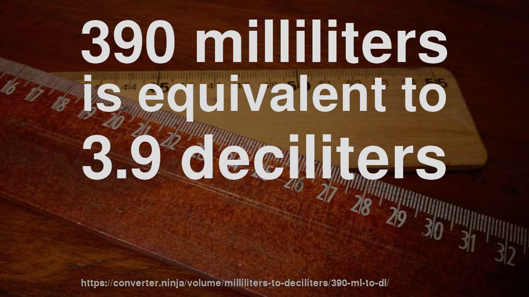 390 milliliters is equivalent to 3.9 deciliters