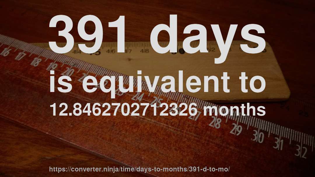 391 days is equivalent to 12.8462702712326 months