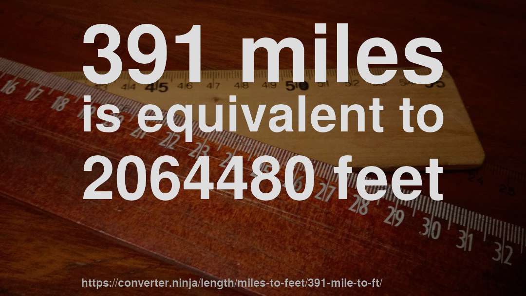 391 miles is equivalent to 2064480 feet