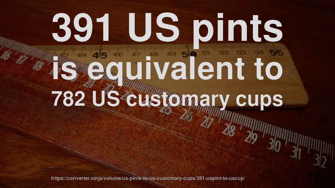 391 US pints is equivalent to 782 US customary cups