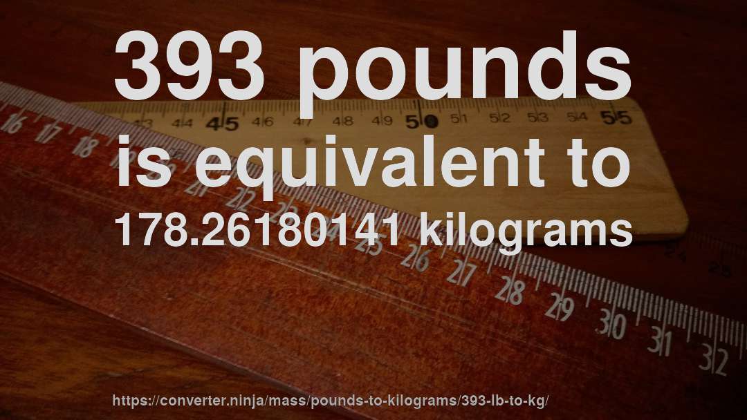 393 pounds is equivalent to 178.26180141 kilograms