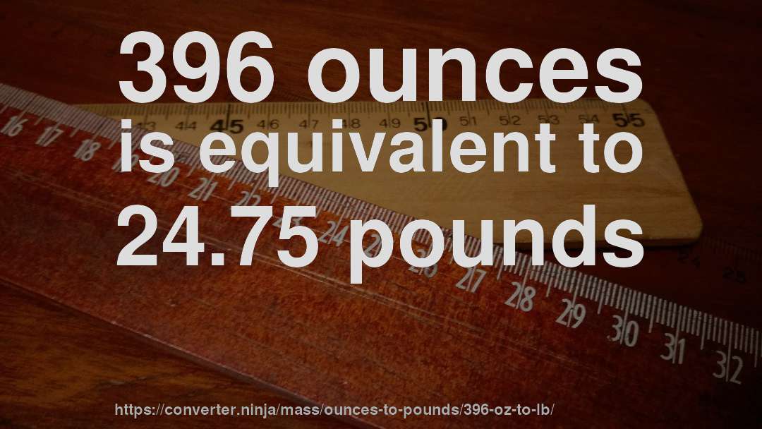 396 ounces is equivalent to 24.75 pounds