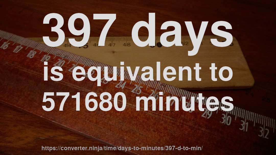 397 days is equivalent to 571680 minutes