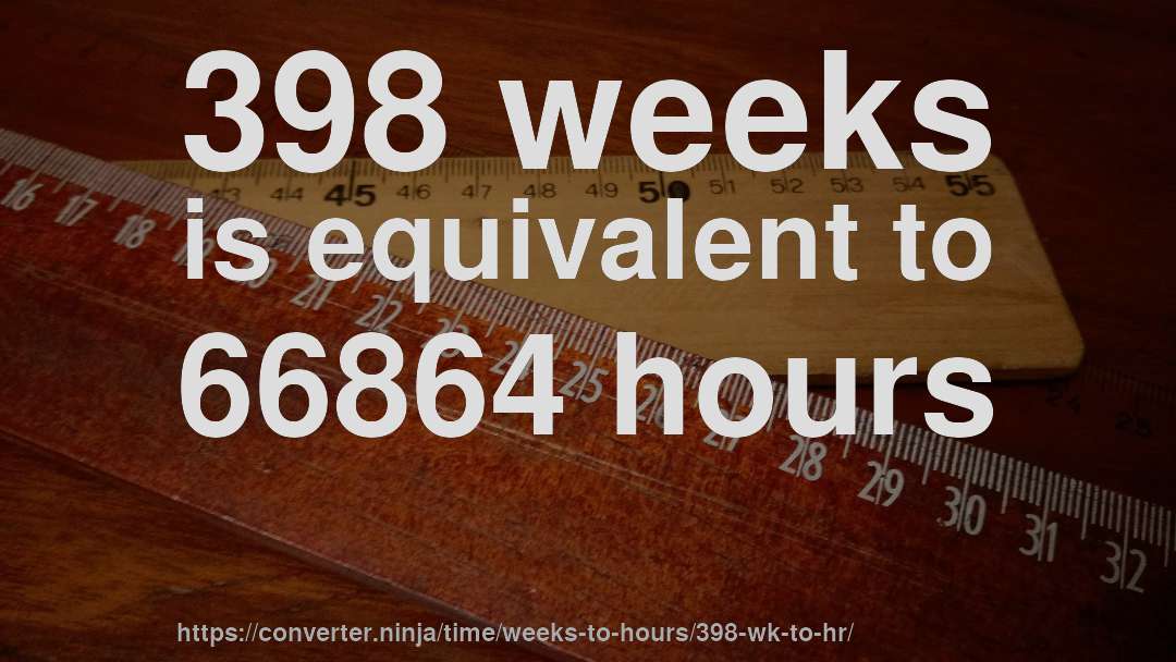 398 weeks is equivalent to 66864 hours