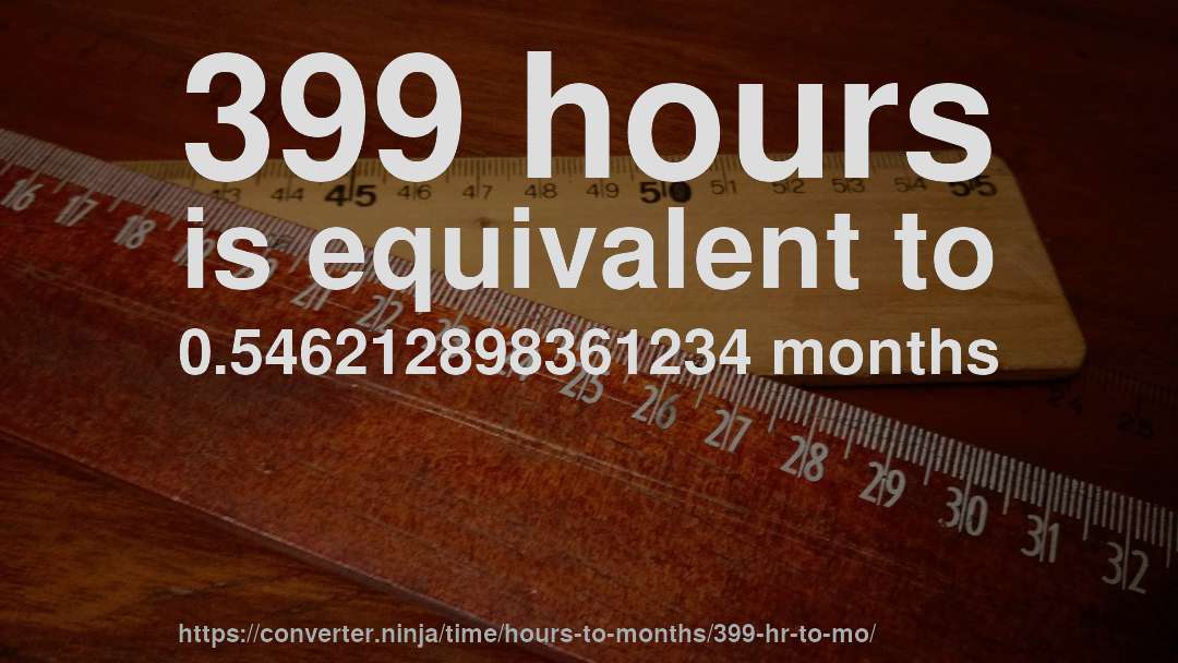 399 hours is equivalent to 0.546212898361234 months