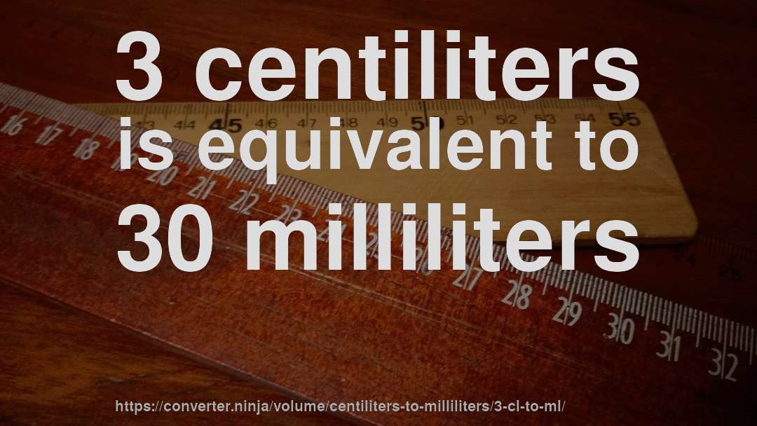 3 centiliters is equivalent to 30 milliliters