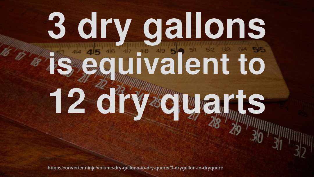 3 dry gallons is equivalent to 12 dry quarts