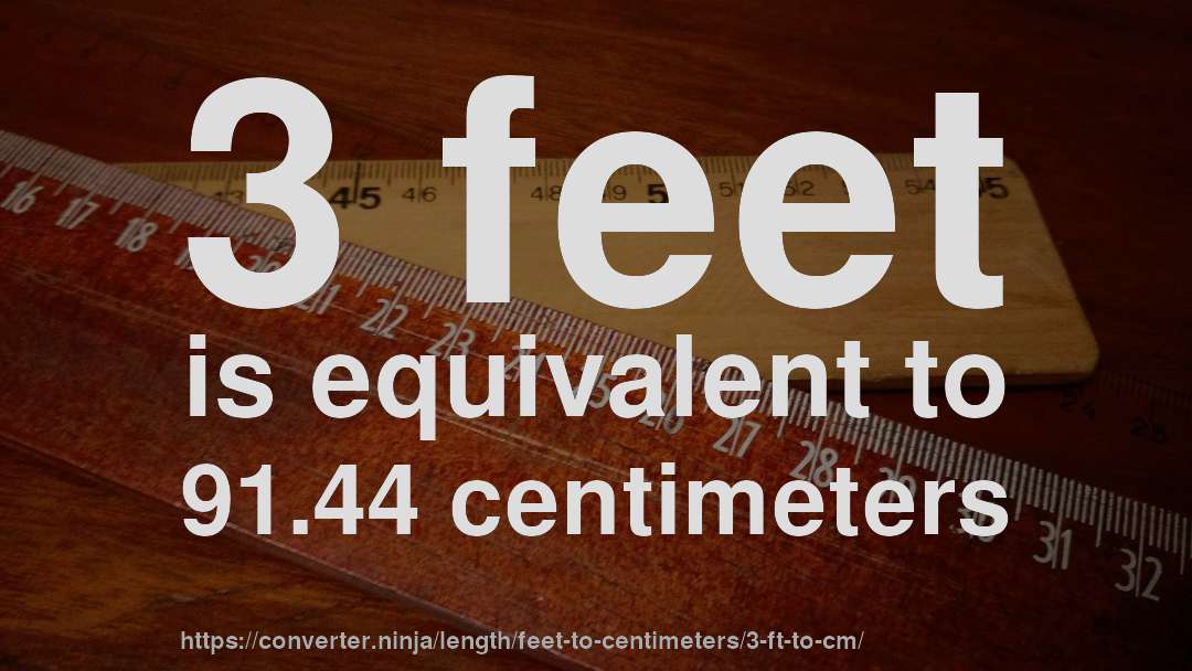 3 feet is equivalent to 91.44 centimeters