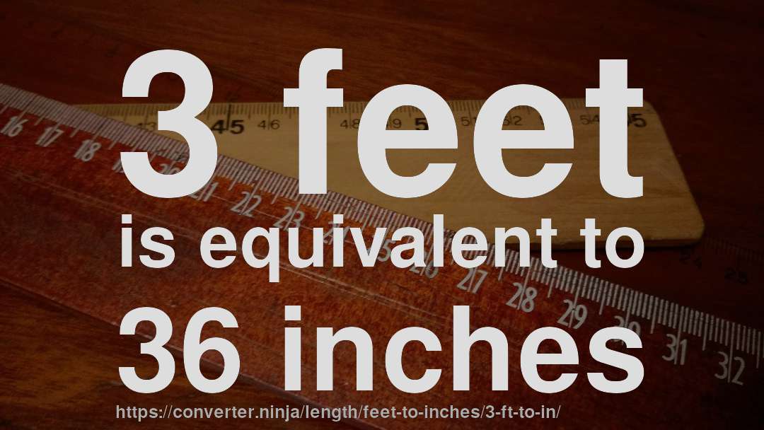 3 feet is equivalent to 36 inches