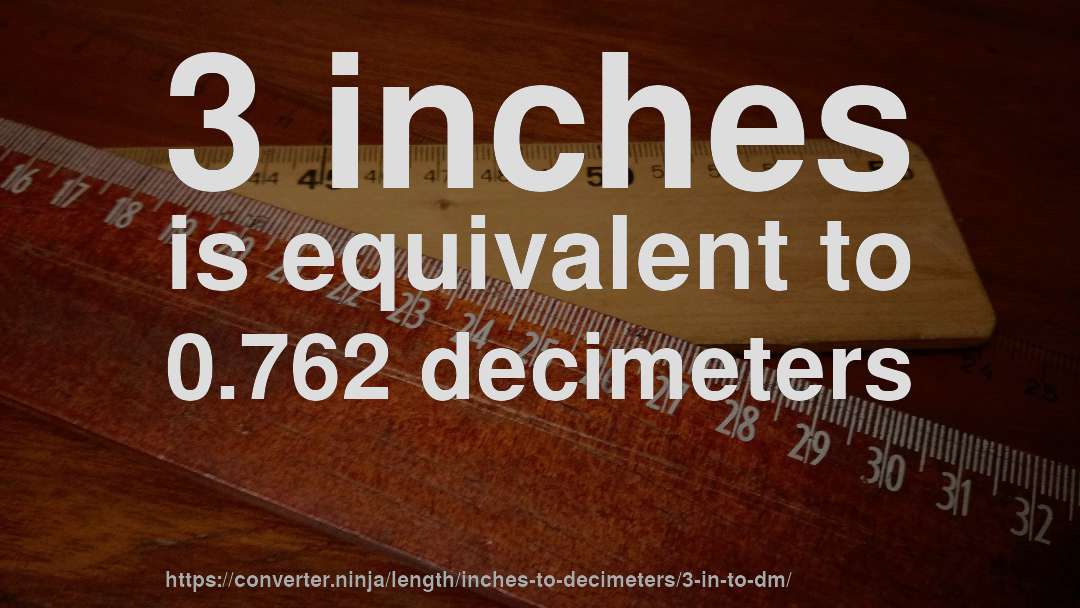 3 inches is equivalent to 0.762 decimeters