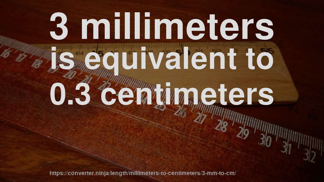 3 millimeters is equivalent to 0.3 centimeters