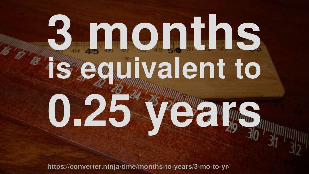 3 months is equivalent to 0.25 years