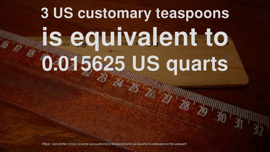 3 US customary teaspoons is equivalent to 0.015625 US quarts