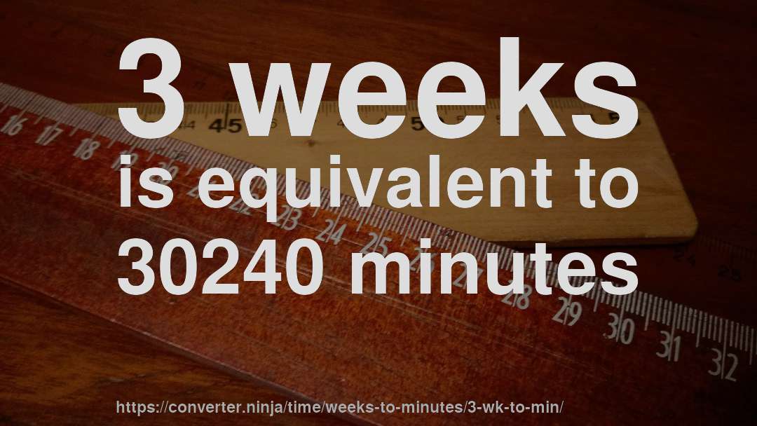 3 weeks is equivalent to 30240 minutes