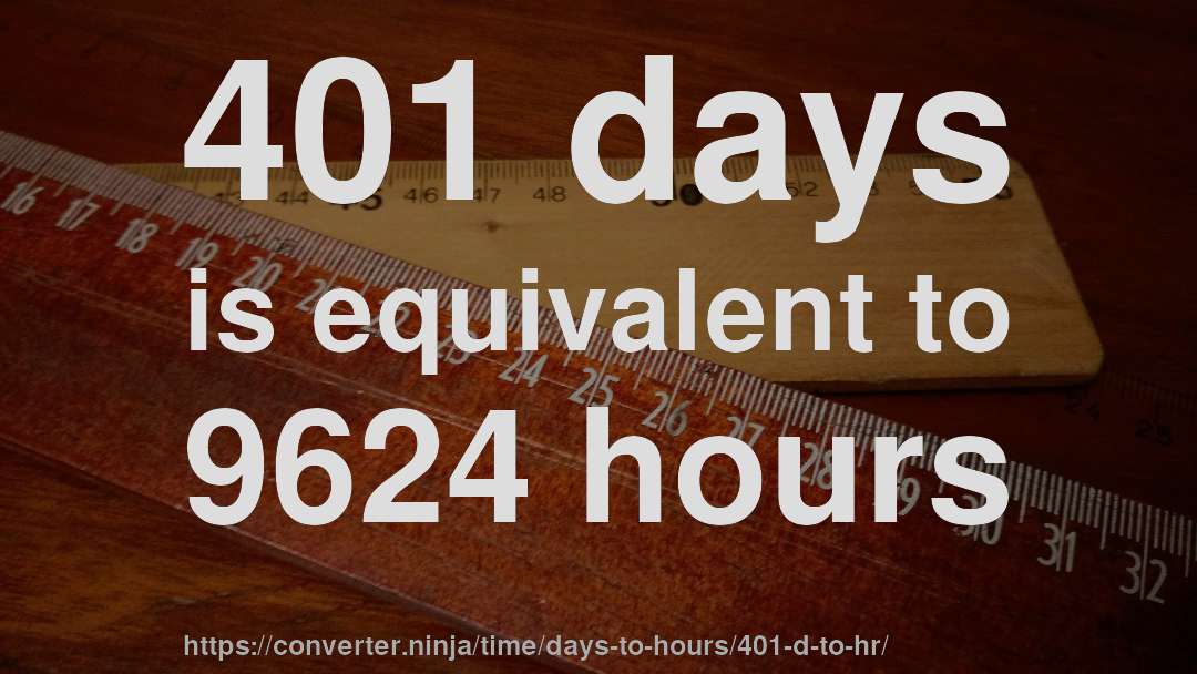 401 days is equivalent to 9624 hours