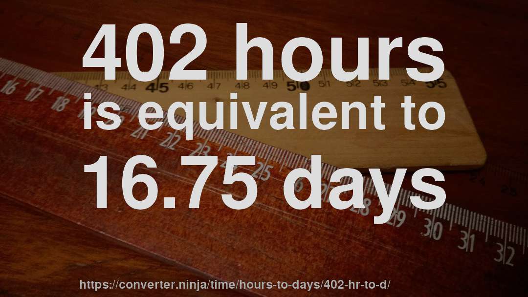 402 hours is equivalent to 16.75 days