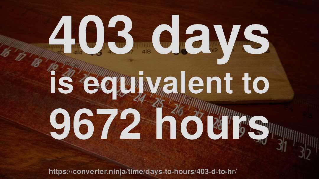 403 days is equivalent to 9672 hours