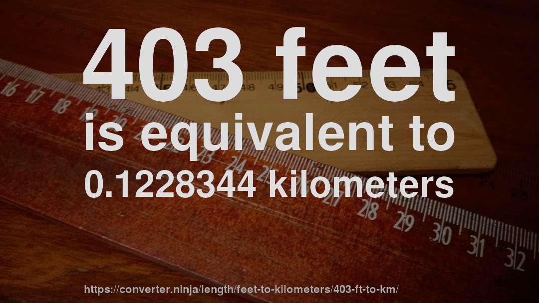 403 feet is equivalent to 0.1228344 kilometers
