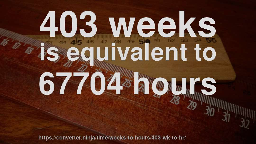 403 weeks is equivalent to 67704 hours