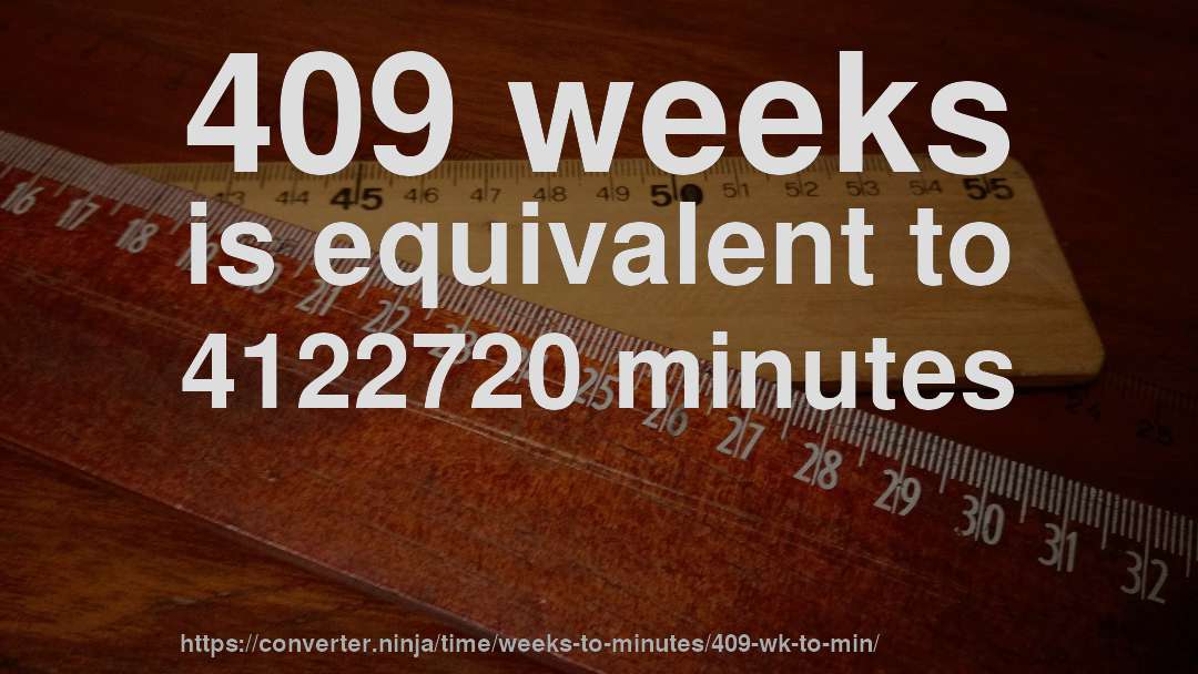 409 weeks is equivalent to 4122720 minutes