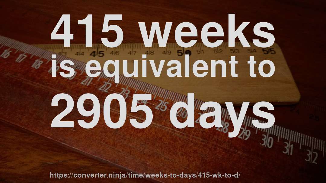 415 weeks is equivalent to 2905 days
