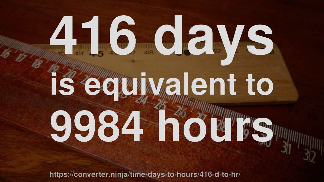 416 days is equivalent to 9984 hours