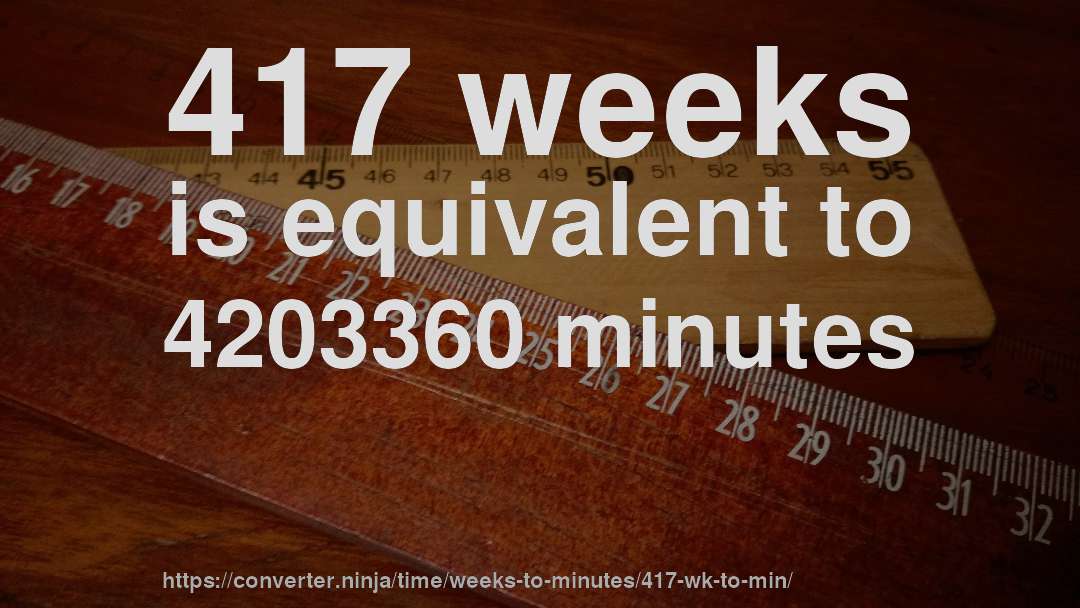 417 weeks is equivalent to 4203360 minutes
