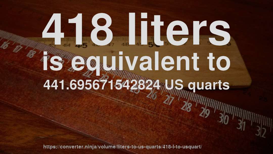 418 liters is equivalent to 441.695671542824 US quarts