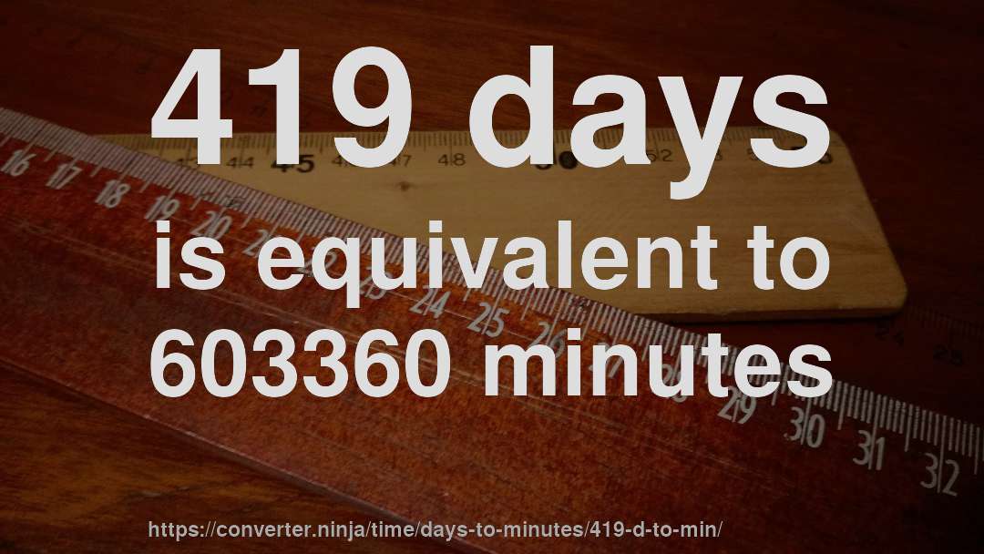 419 days is equivalent to 603360 minutes