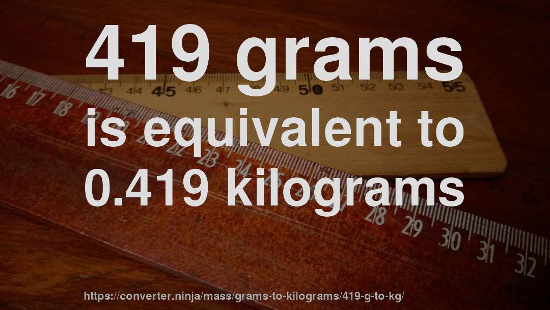 419 grams is equivalent to 0.419 kilograms