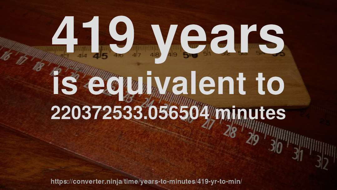 419 years is equivalent to 220372533.056504 minutes