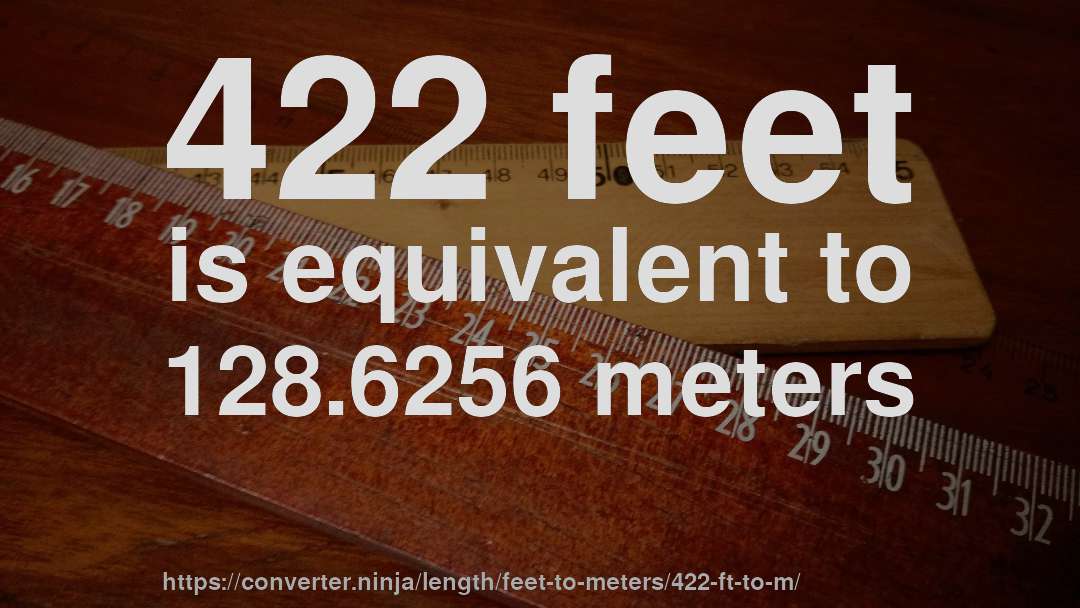 422 feet is equivalent to 128.6256 meters