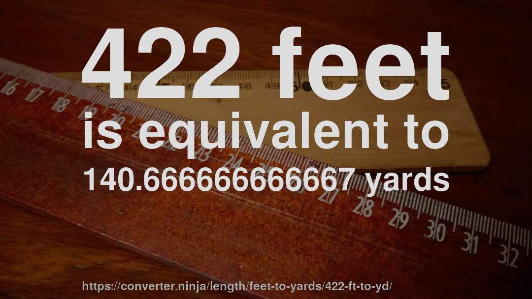 422 feet is equivalent to 140.666666666667 yards