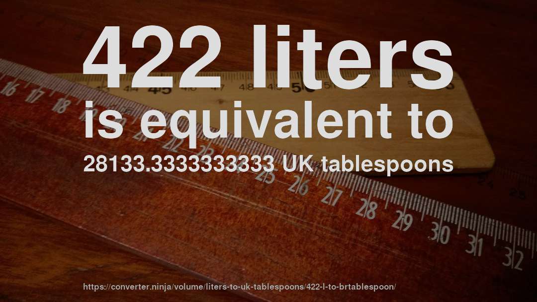 422 liters is equivalent to 28133.3333333333 UK tablespoons