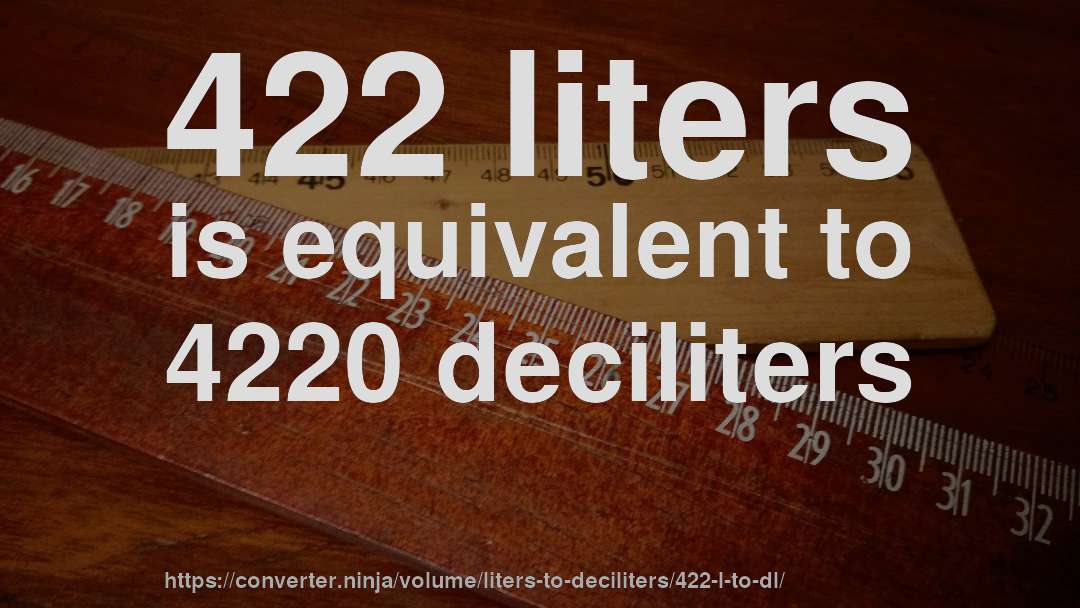 422 liters is equivalent to 4220 deciliters